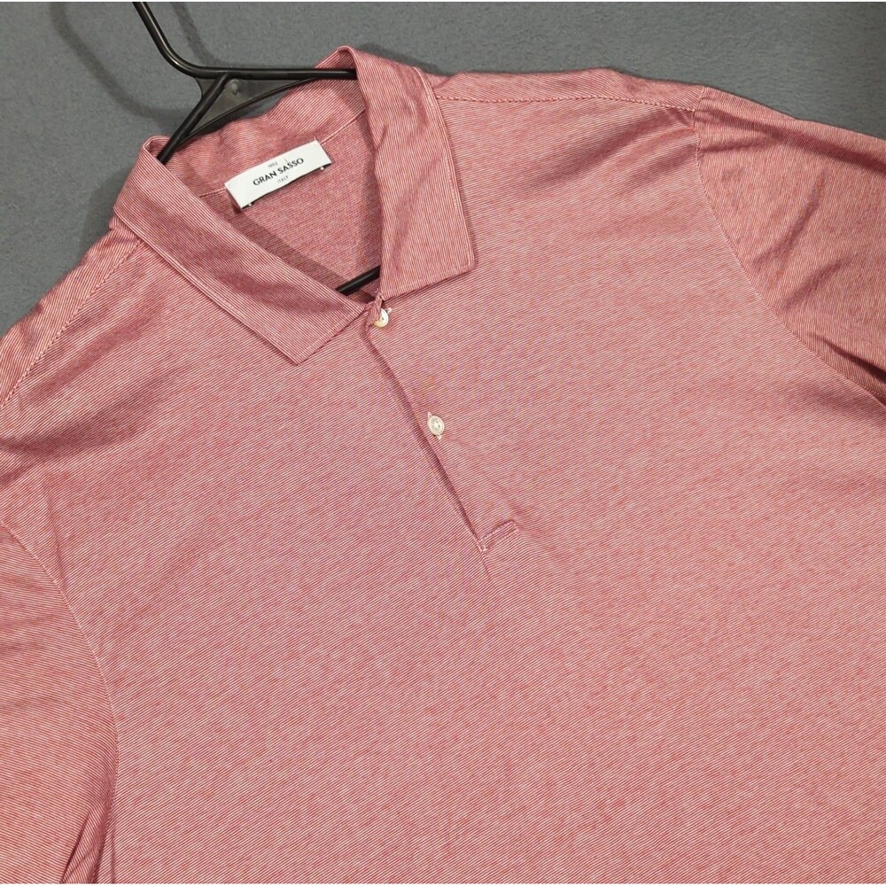 Gran Sasso Polo Shirt Men's 58 Light Red Cotton Made In Italy Casual Preppy